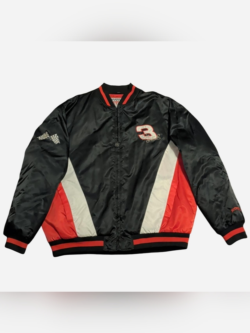 Vtg 90s Dale Earnhardt Sr #3 Nutmeg Satin Bomber Jacket XL The Intimidater